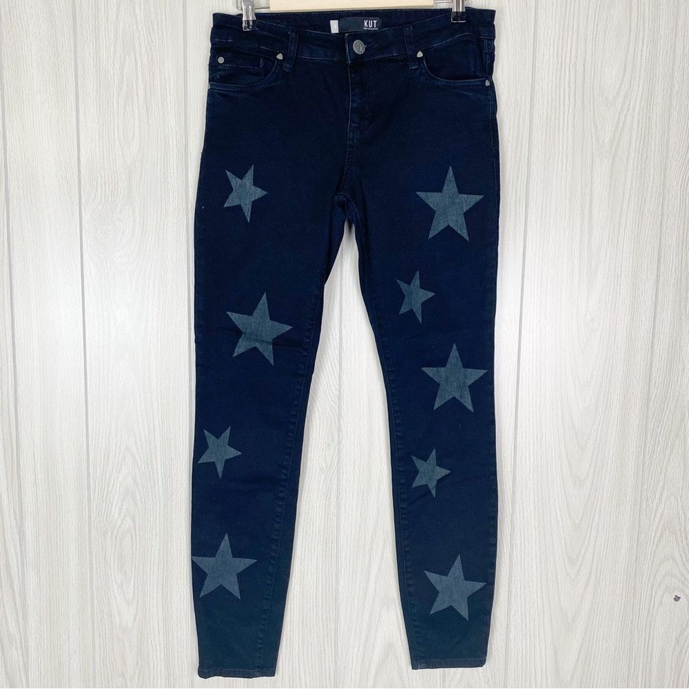KUT From The Kloth | Black Star Print Mid Rise Skinny Jeans SIze 8